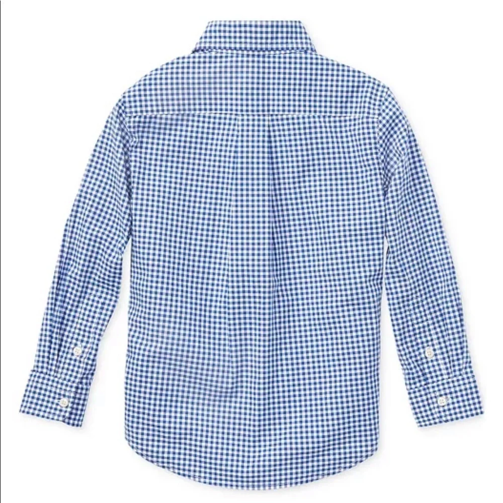 Ralph Lauren boys long sleeved button down shirt blue/white gingham L (14-16)